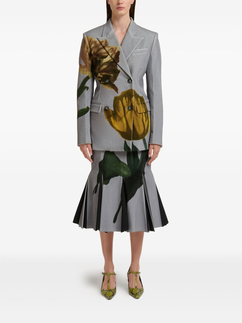 Marni tulip-print velvet blazer outlook