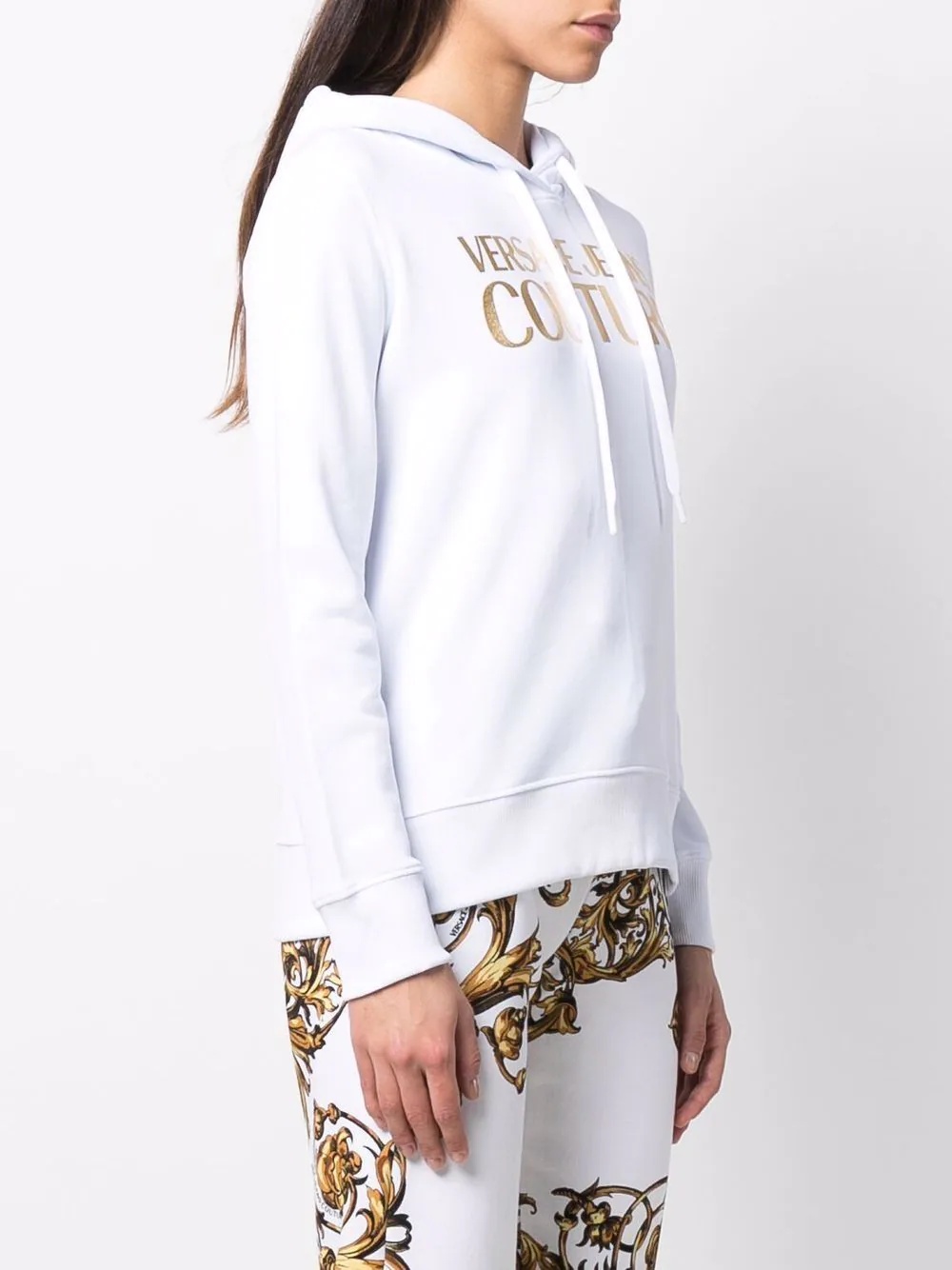 metallic logo print hoodie - 3