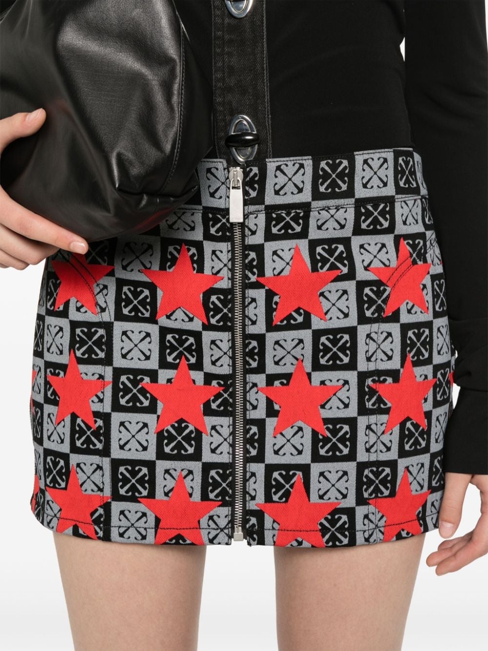 star-print denim skirt - 5