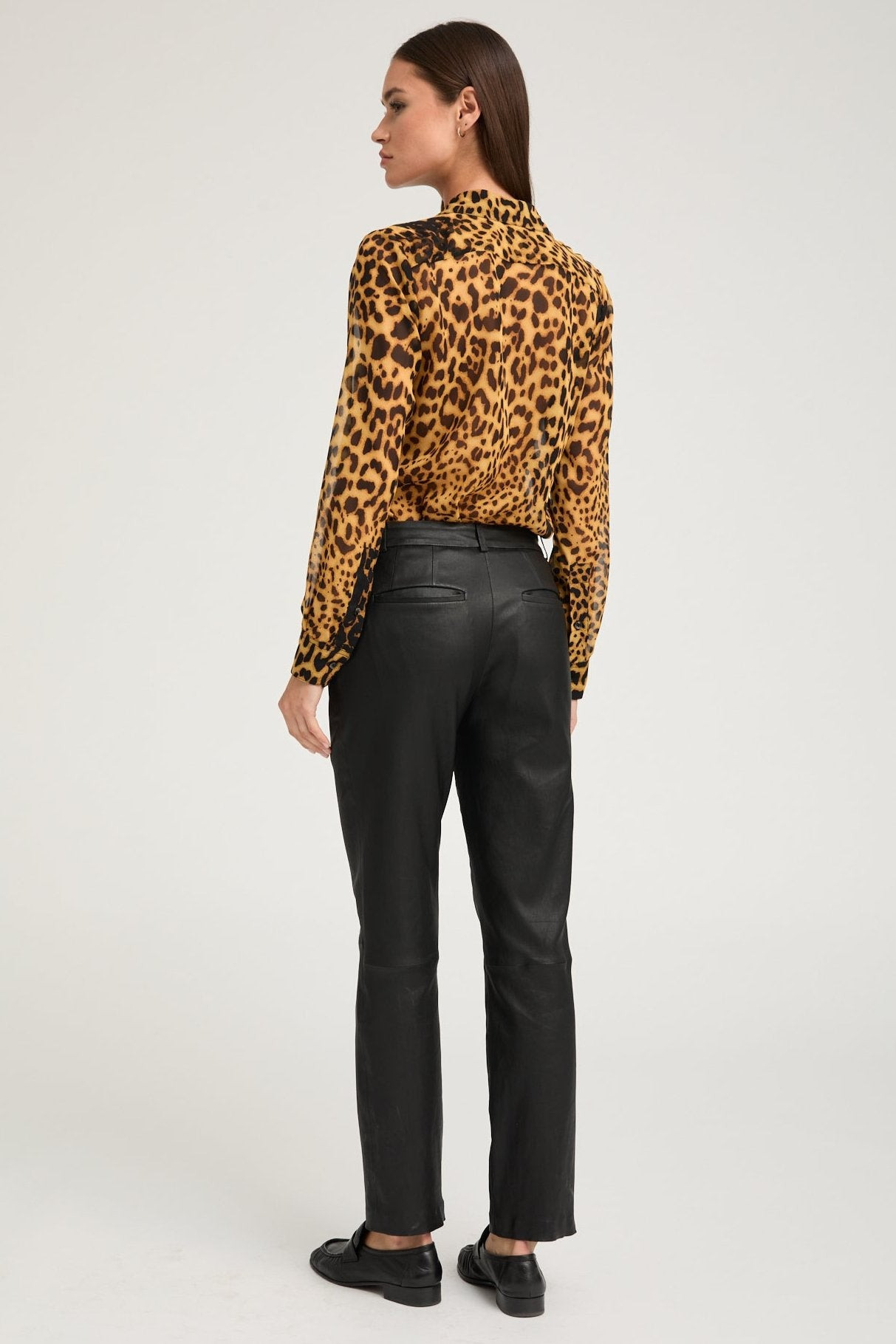 BLACK LEATHER SOPHIA CIGARETTE TROUSERS - 7