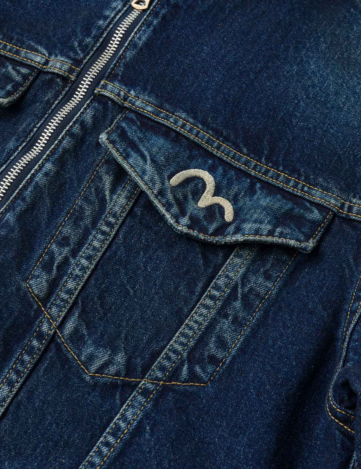 Seagull Embroidery Regular Fit Denim Rider Jacket - 6