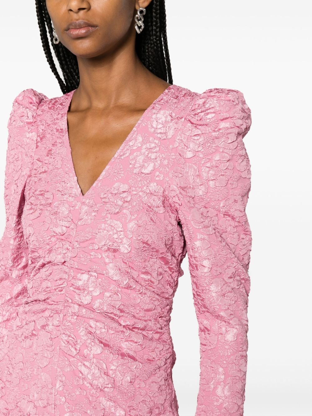 floral-jacquard tonal minidress - 5