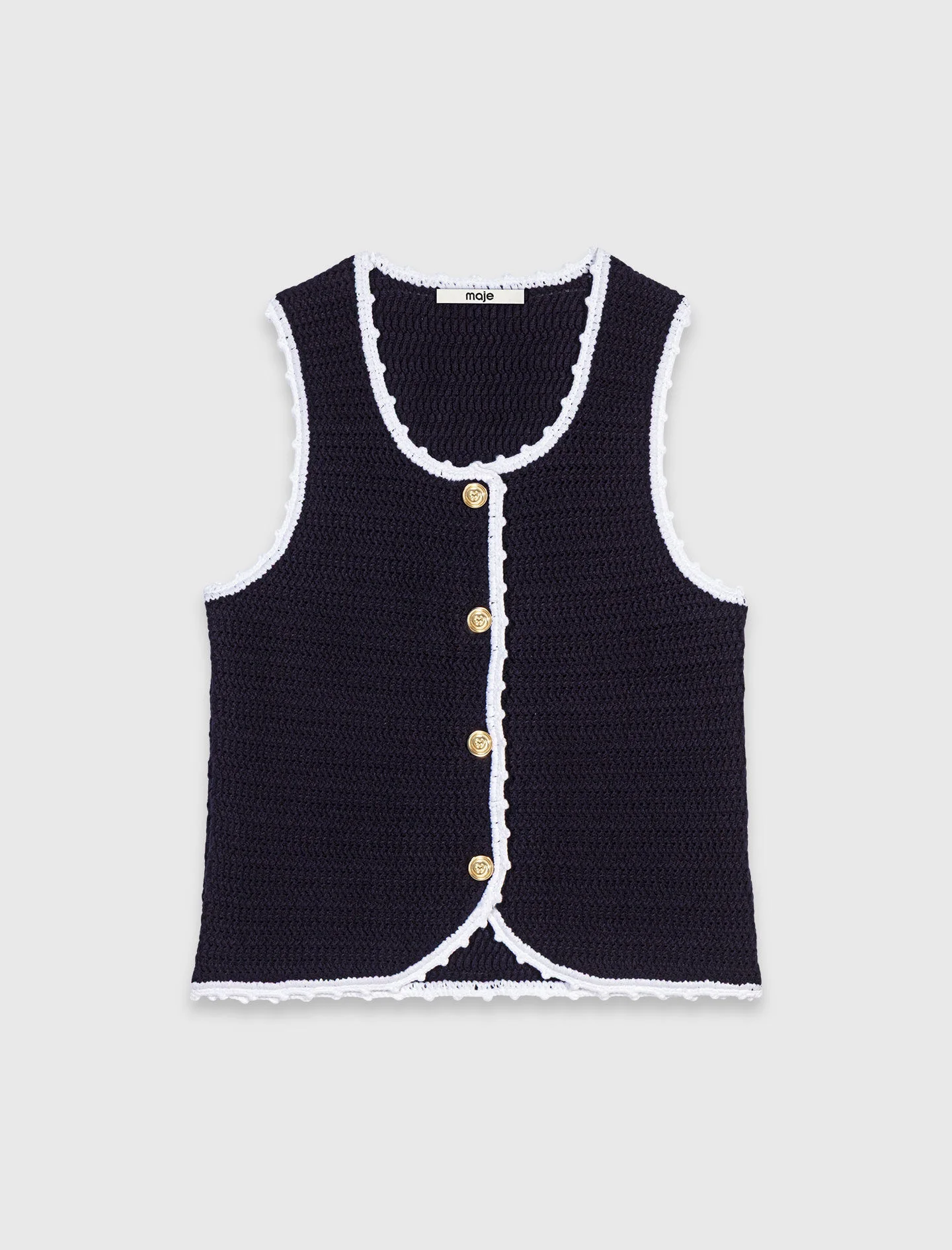Knit top with crochet trim - 1