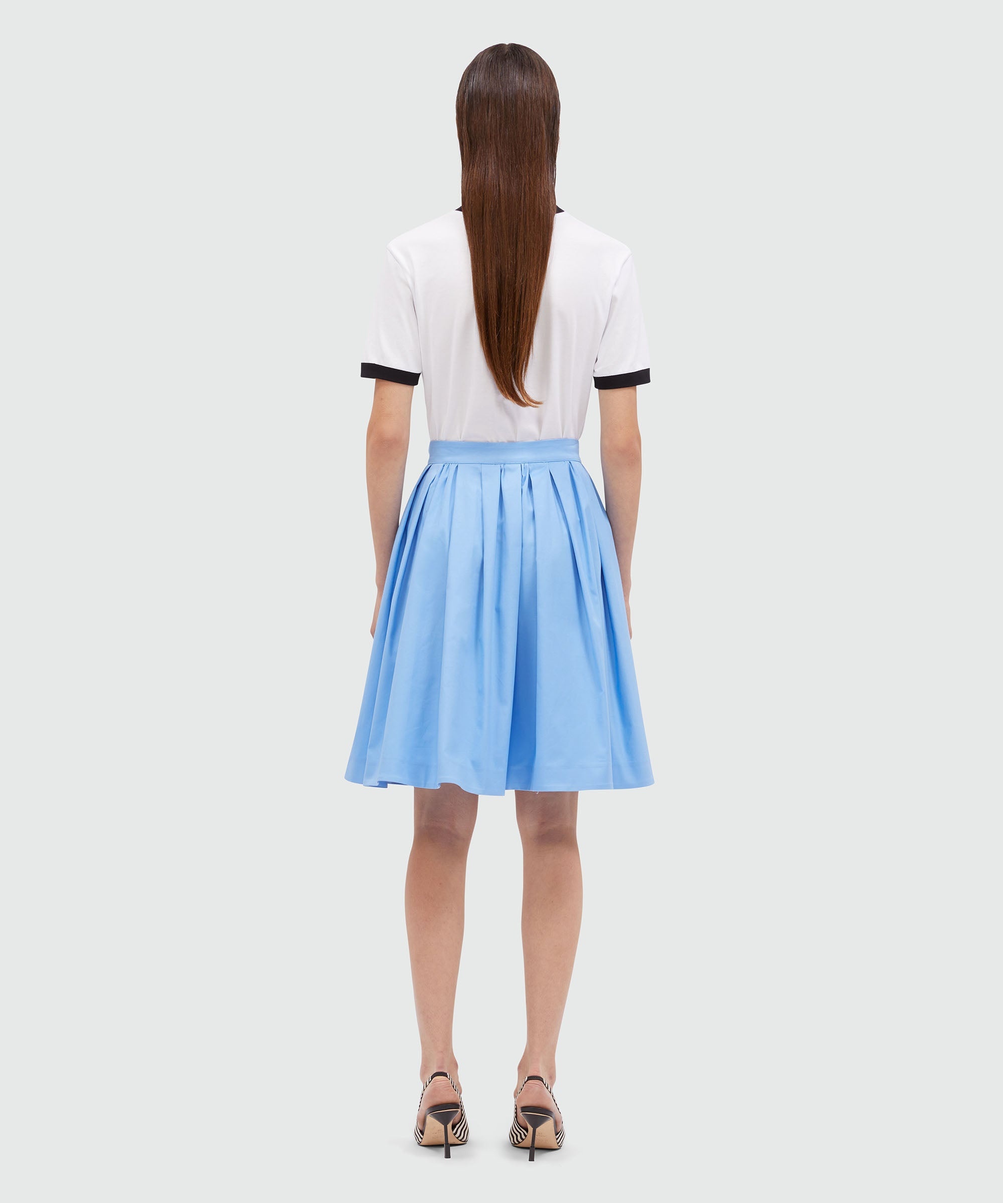 Wide skirt in light blue gabardine - 3