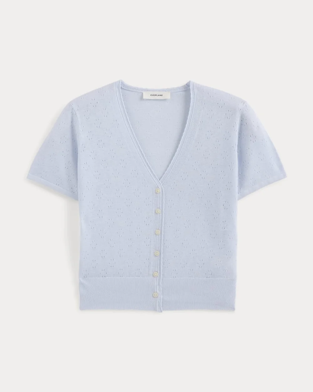 LACE TRIM CARDIGAN IN FINE LINEN - 1