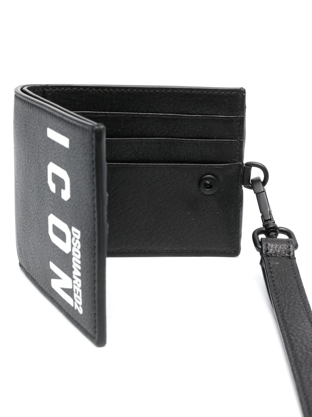 Black Icon Print Bi-fold Wallet - 2