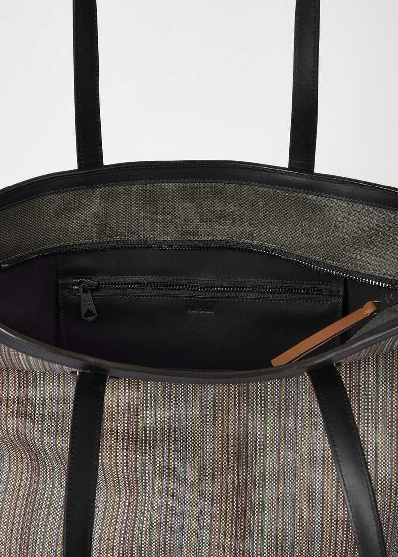 'Signature Stripe' Coated Canvas Tote Bag 8