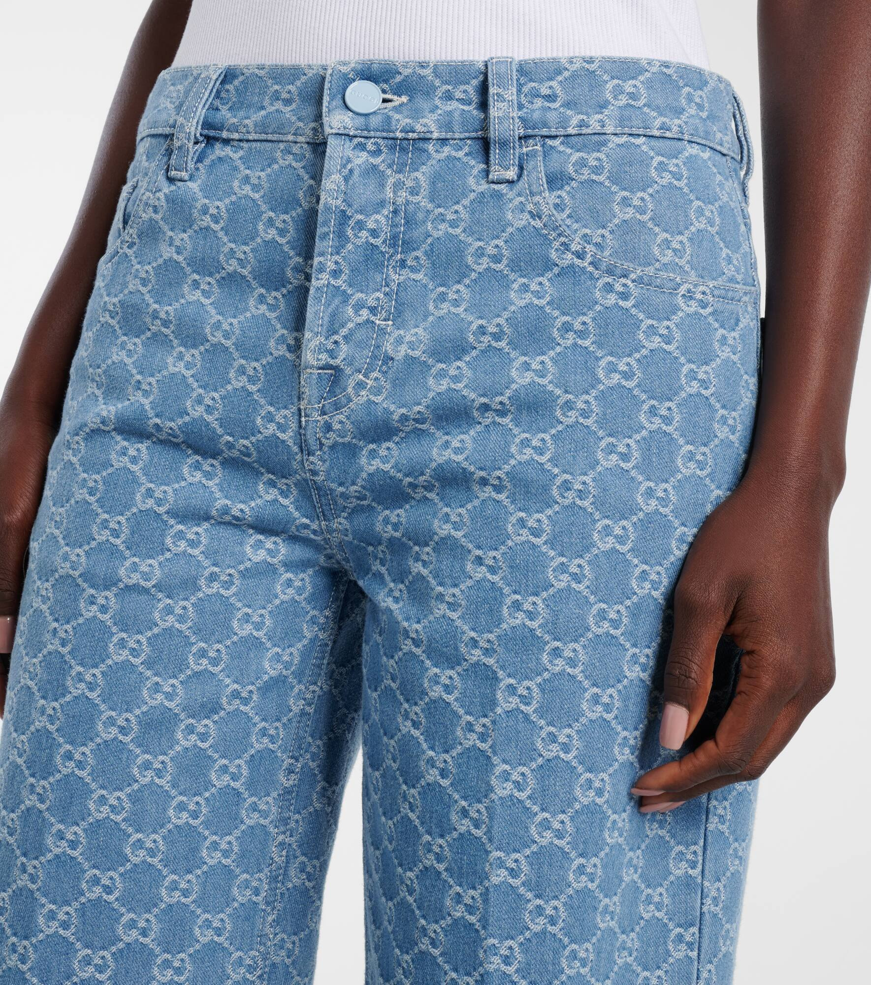 GG jacquard straight jeans - 4