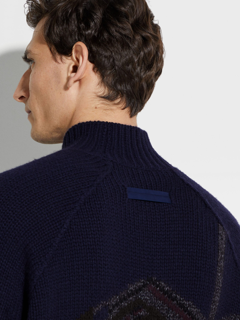 ZEGNA INK BLUE CASHMERE MOHAIR AND SILK TURTLENECK outlook