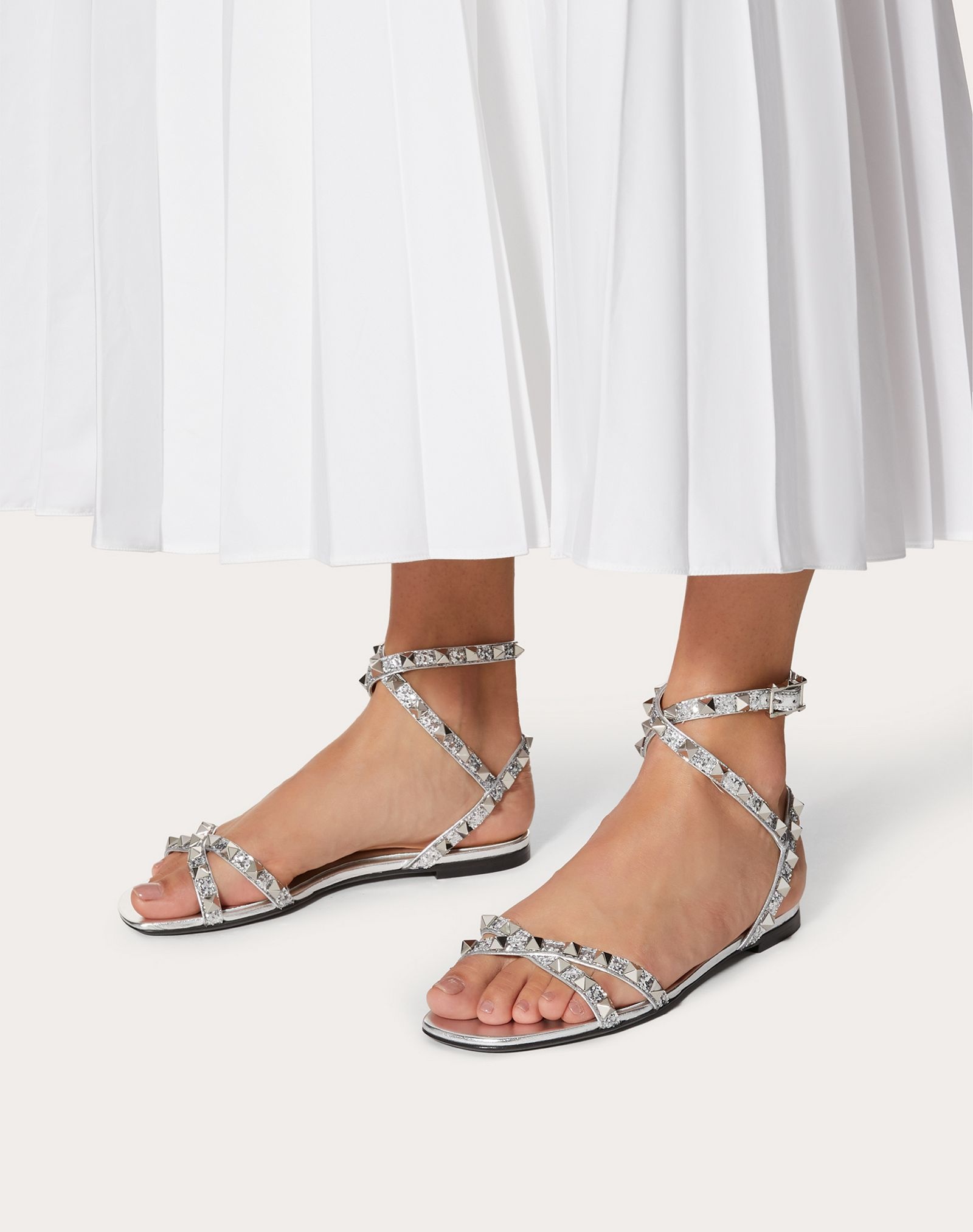 Rockstud Flair Glitter Flat Sandal - 6