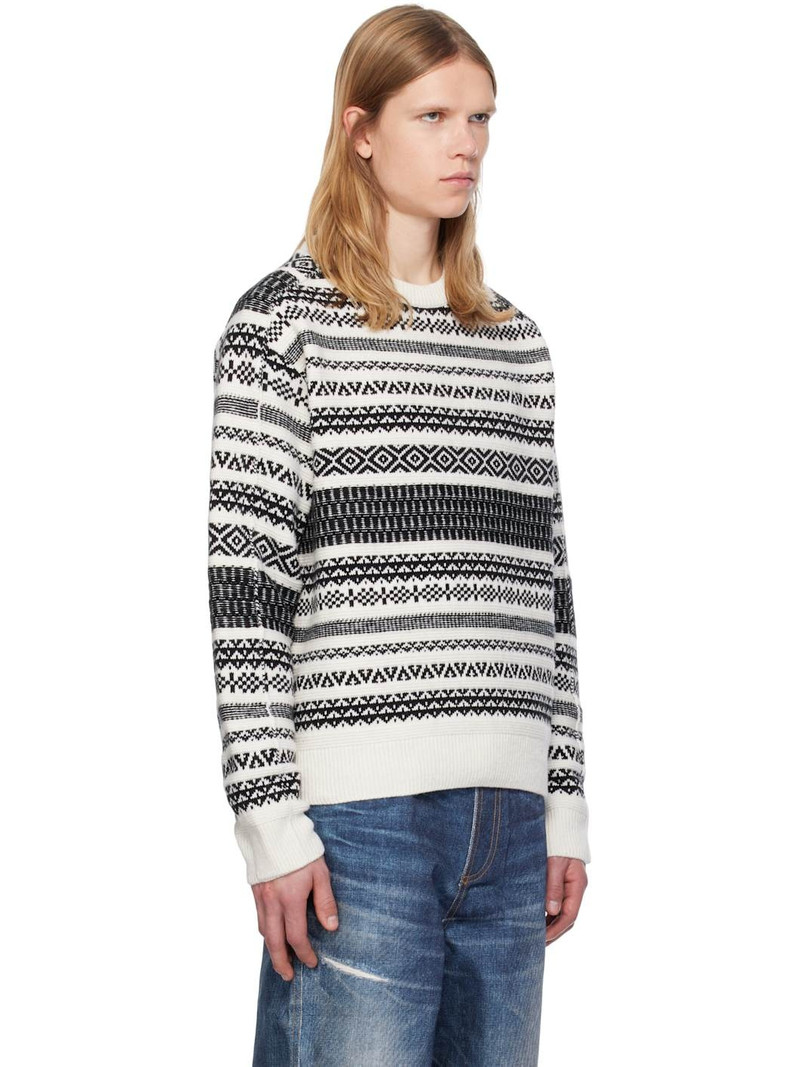 Andersson Bell White & Black Nordic Crewneck Sweater outlook