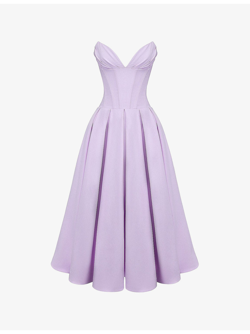 Lady plunge-neck stretch-cotton midi dress 1