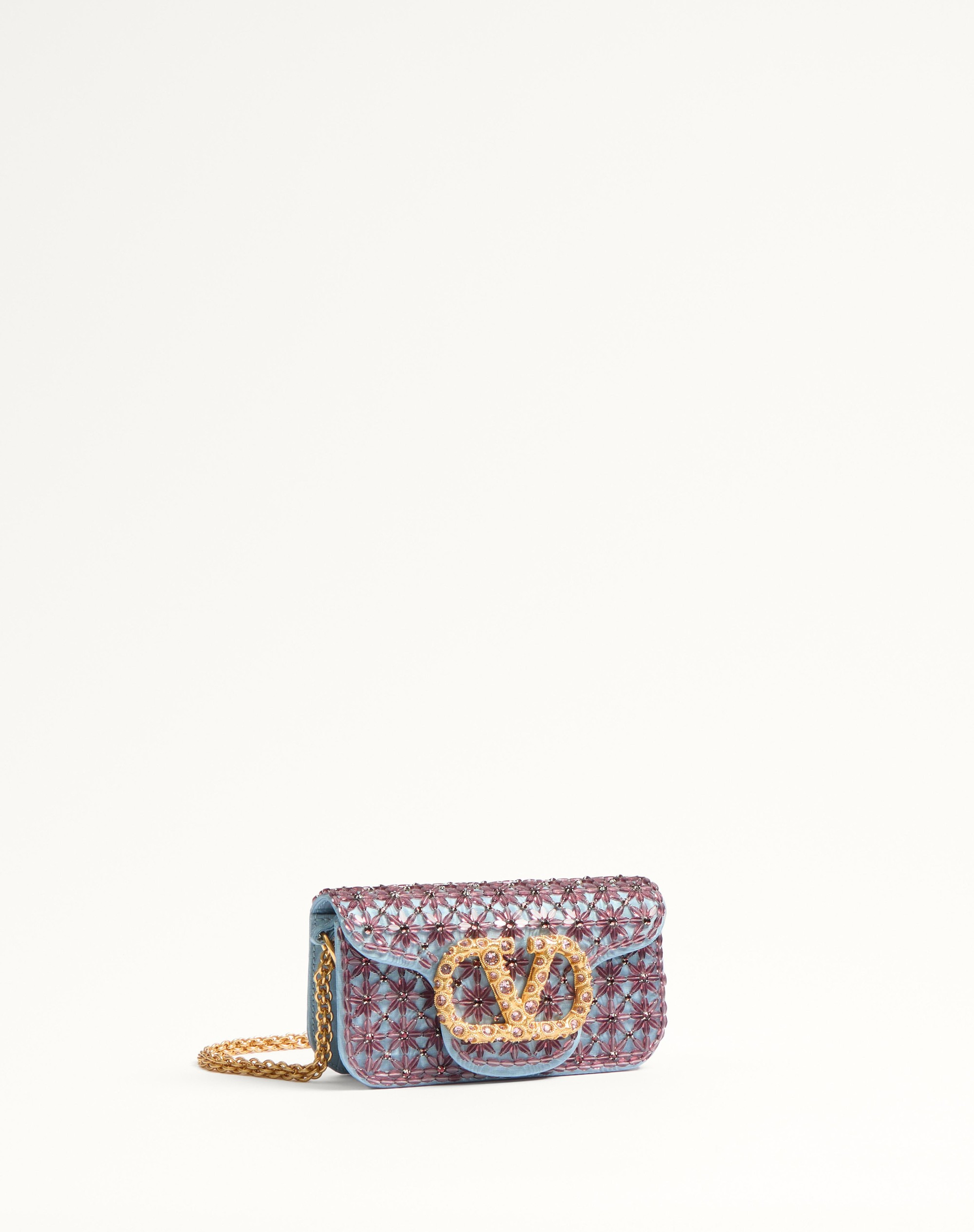 VALENTINO GARAVANI LOCÒ SMALL SHOULDER BAG EMBROIDERED WITH JEWEL LOGO - 3