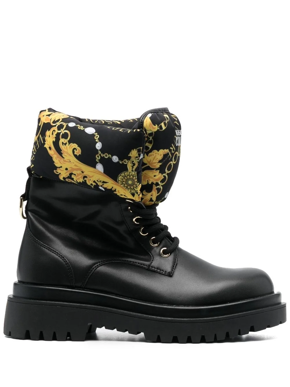 logo-print round-toe boots - 1