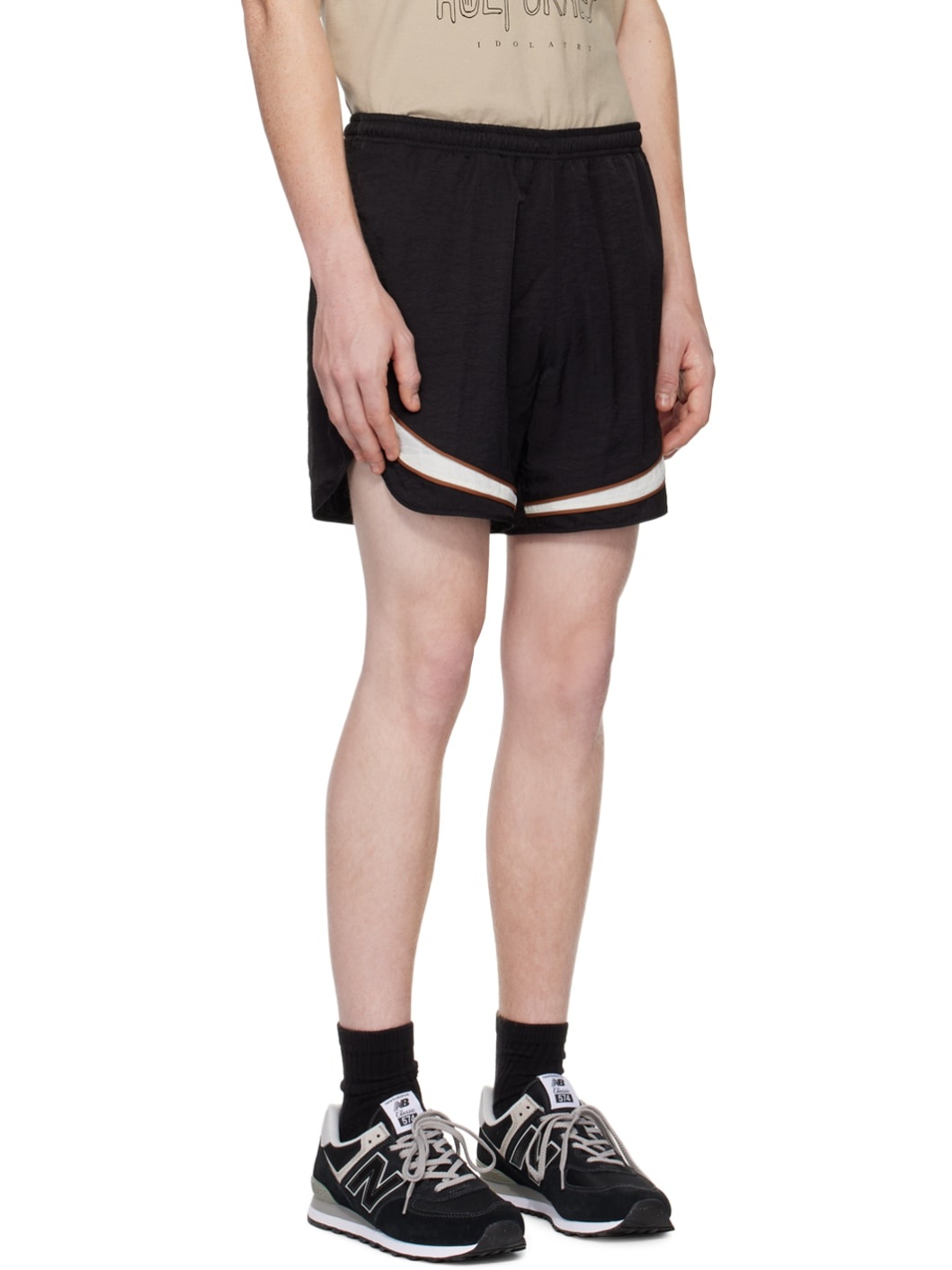 Black Paneled Shorts - 2