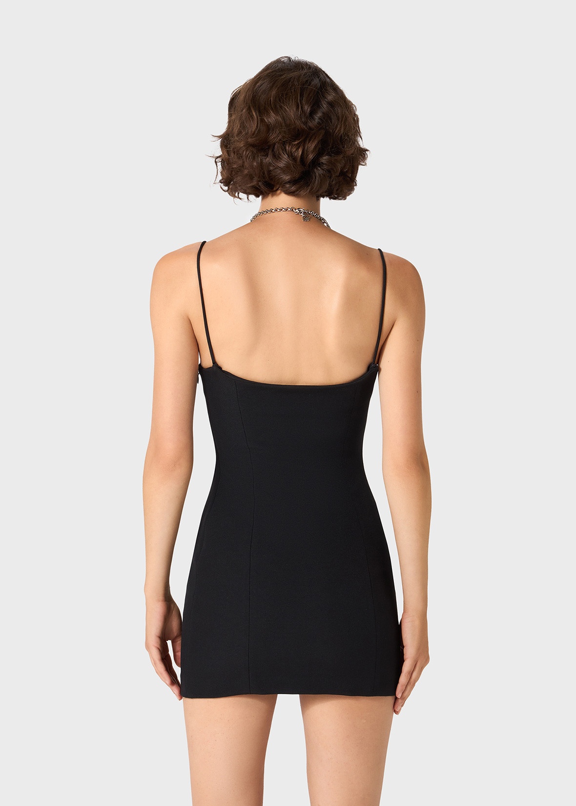 MINI DRESS IN SABLÉ WITH RHINESTONE DECORATIONS - 4