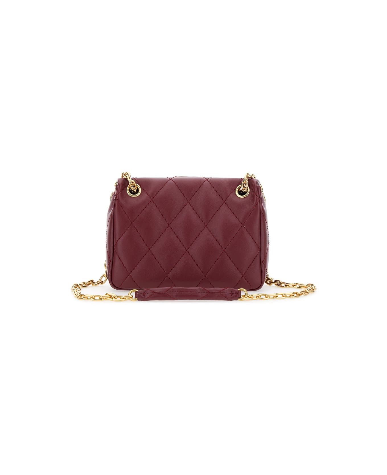 Bordeaux Quilted Crossbody Bag With Ekd Plaque On The Front And Chain-link Shoulder Strap In Leather - 2