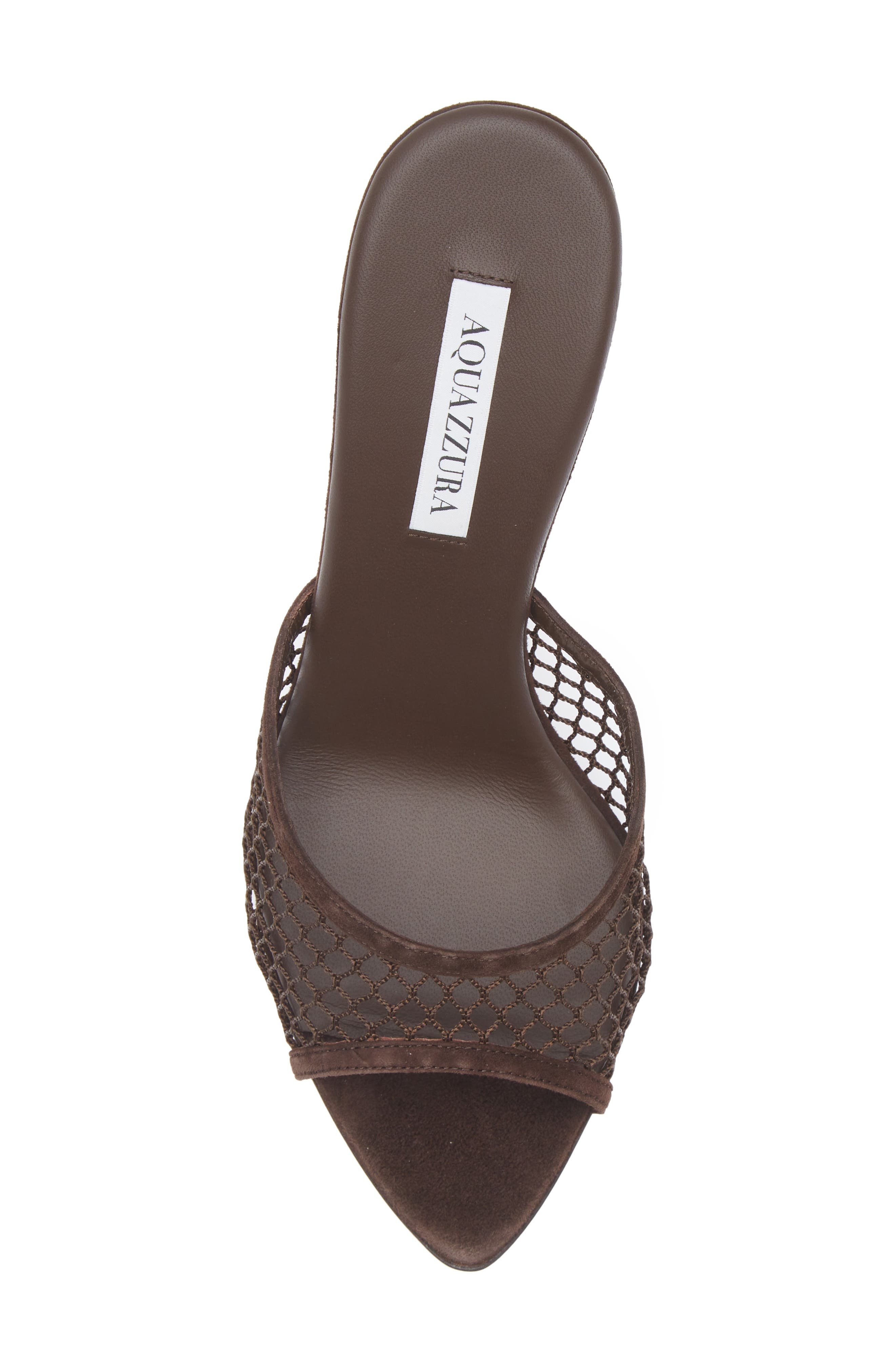 Aquazzura Bisous Mesh Slide Sandal in Espresso at Nordstrom - 5