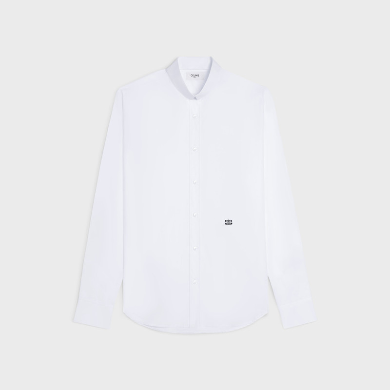 loose shirt with inverted collar in cotton poplin 1