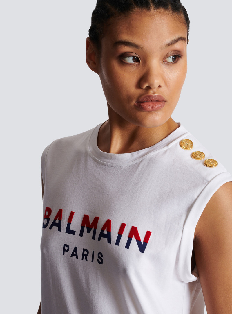 Flocked Balmain Paris T-Shirt 7