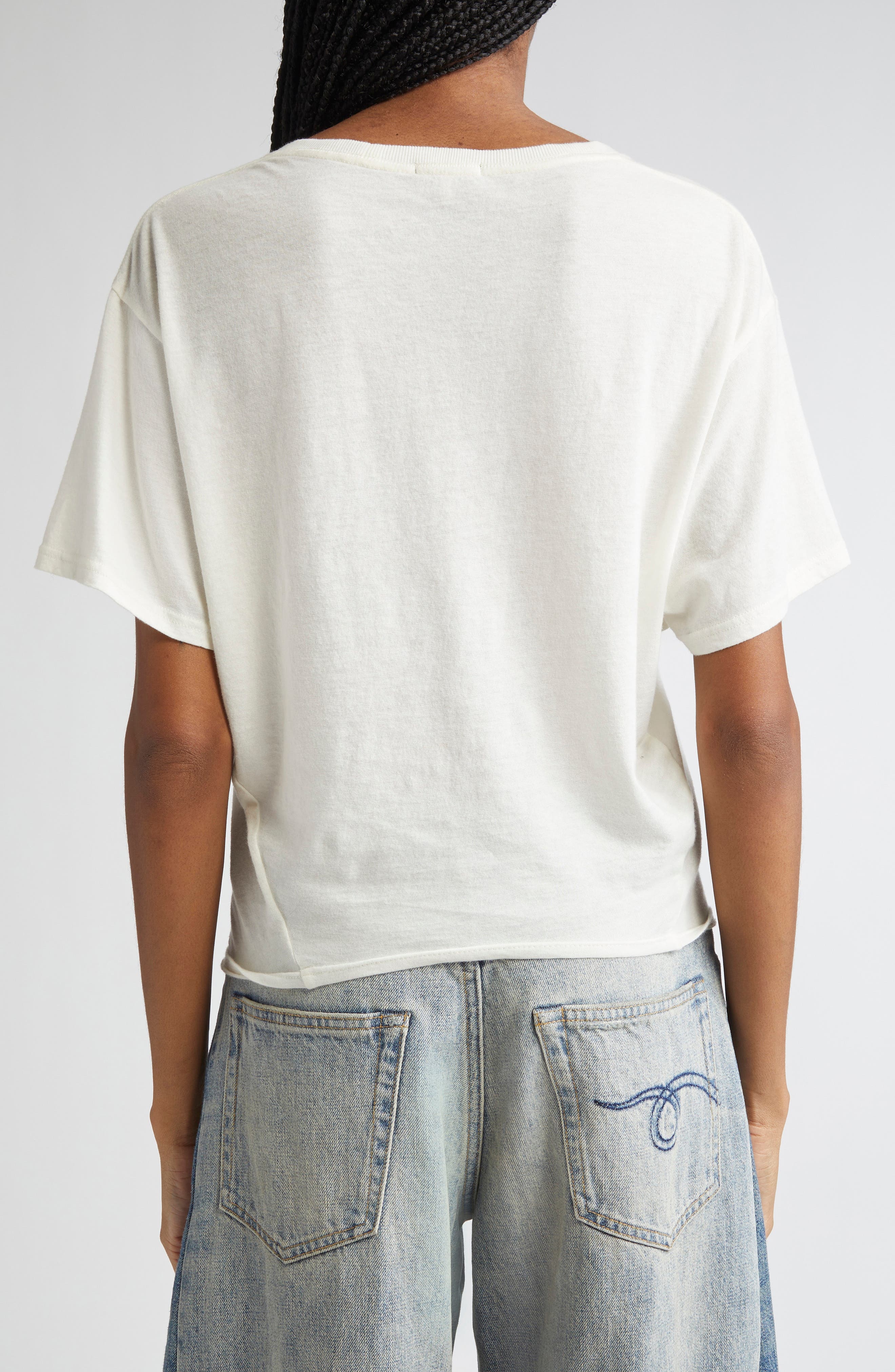 R13 Tight Waist Cotton & Cashmere T-Shirt in White at Nordstrom - 3