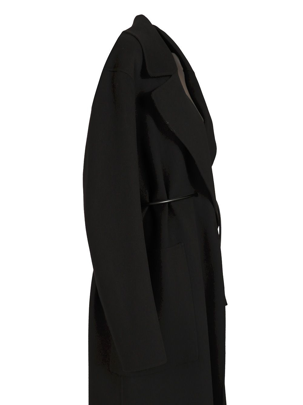 Double Wool Dressing Gown Coat Coats Black - 3
