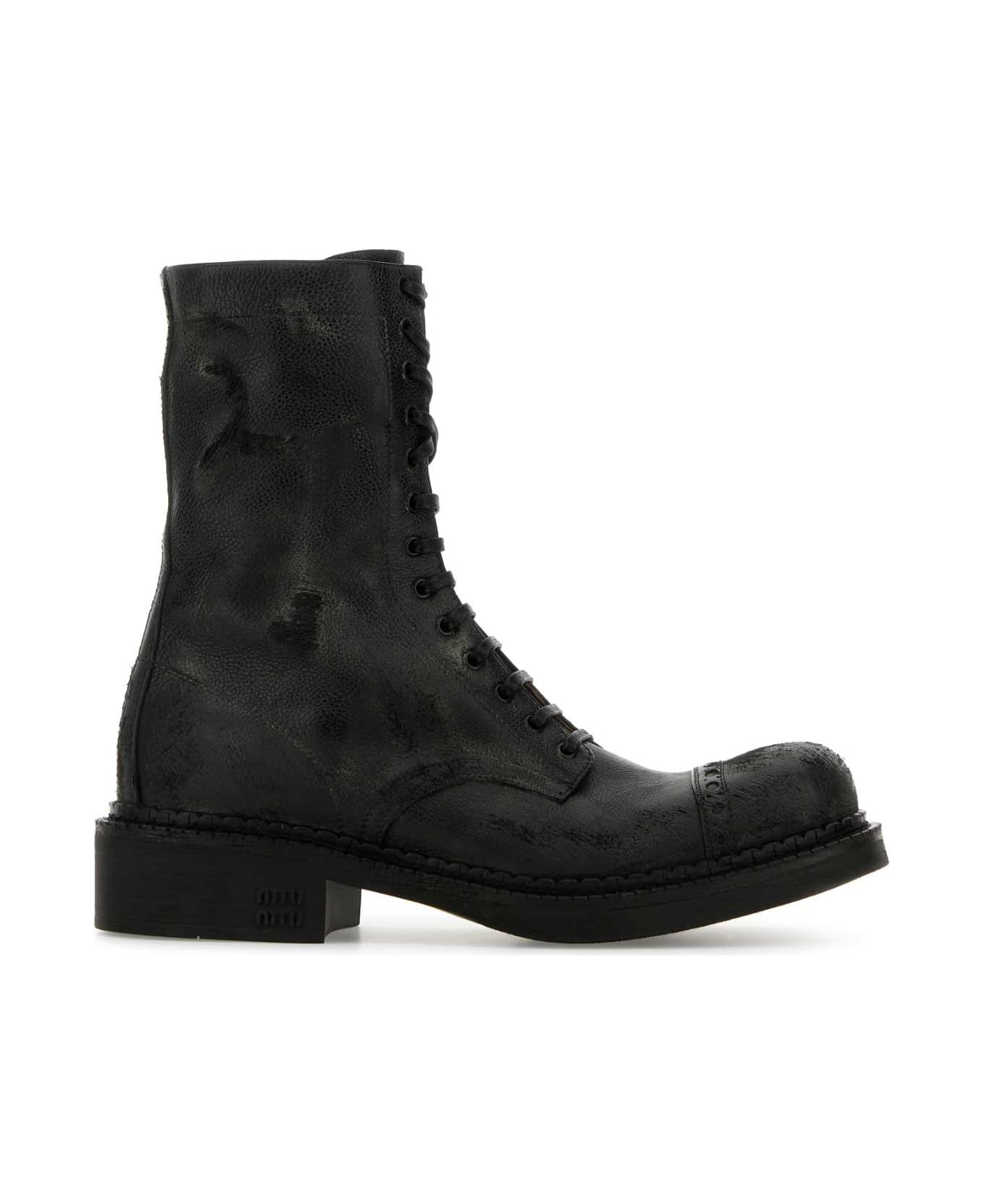 Black Leather Ankle Boots - 1