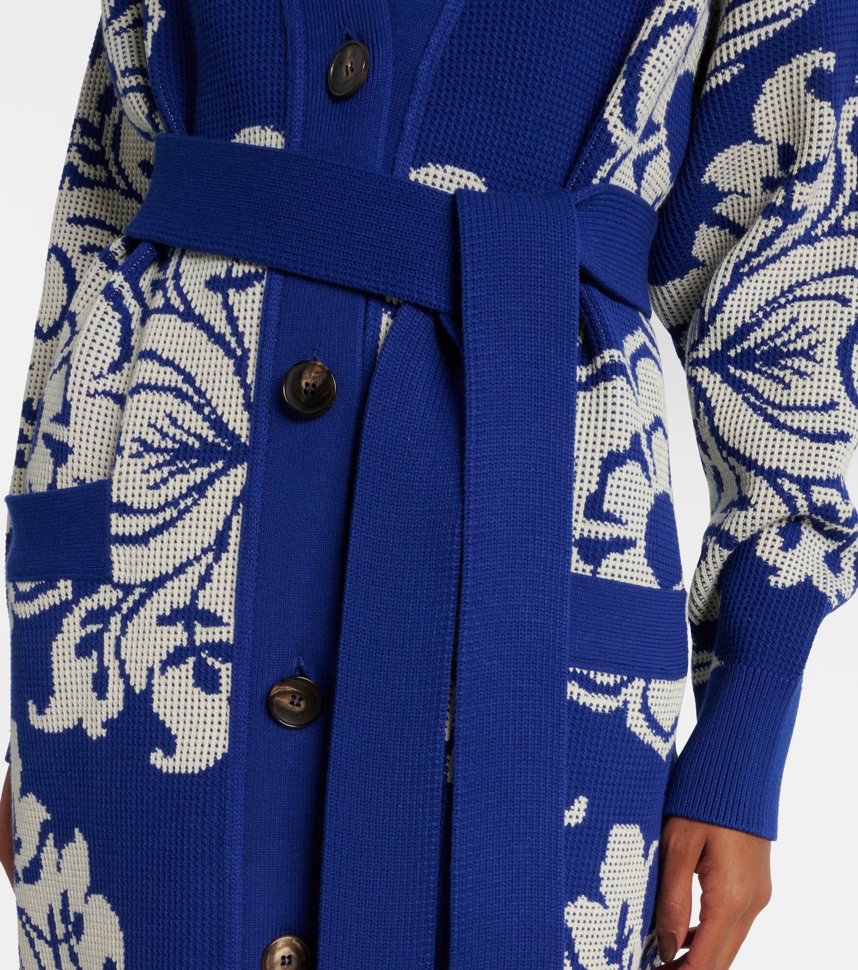 Floral waffle-knit hooded cardigan - 5