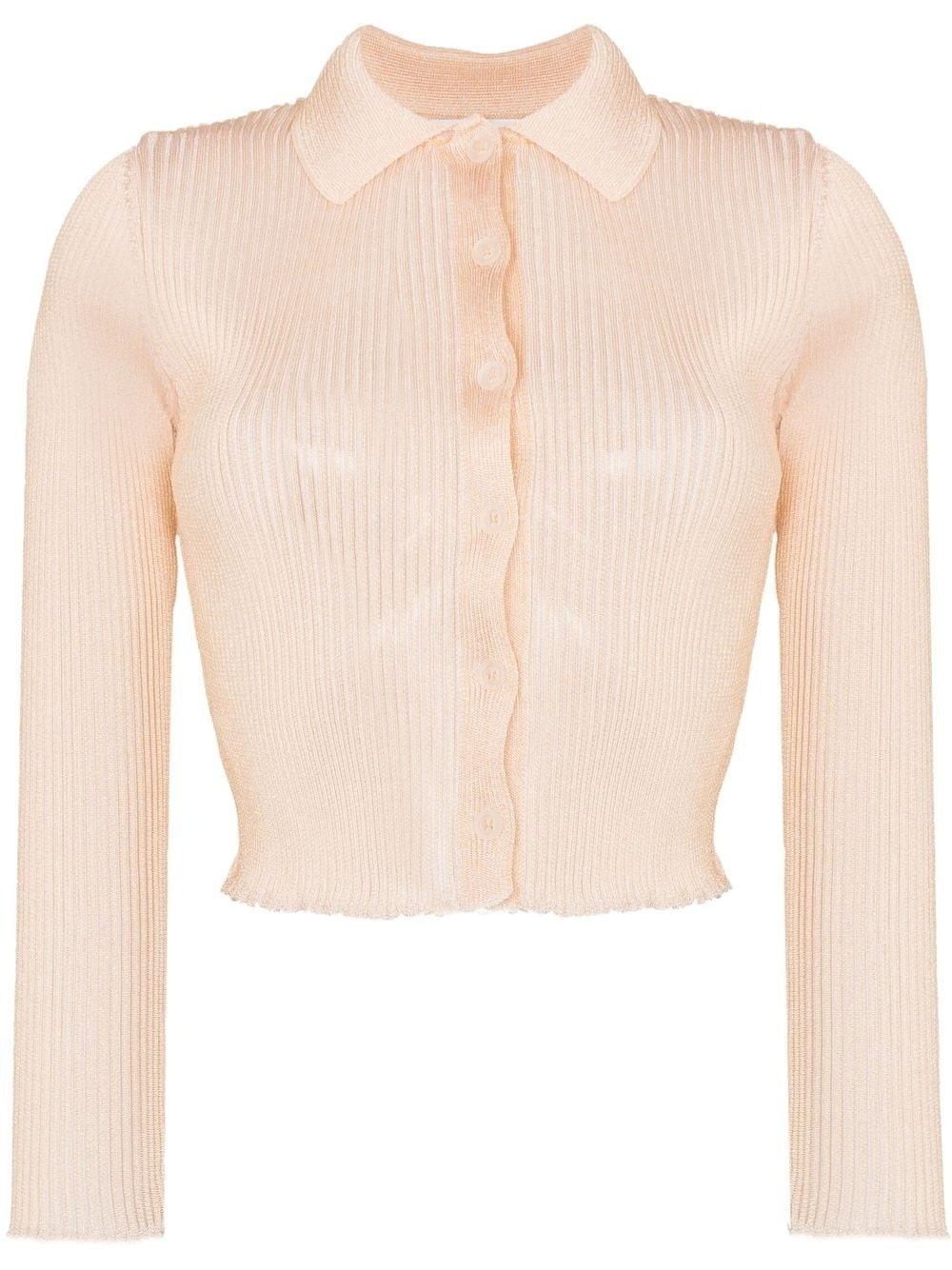 Mazzy button-up ribbed-knit polo top - 1