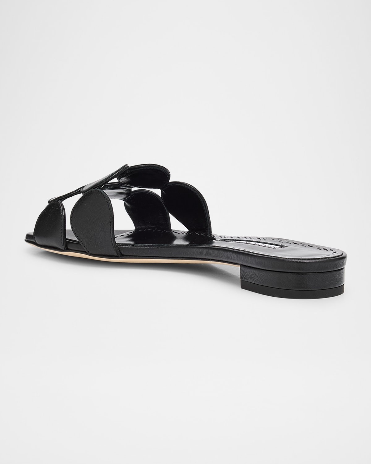Circle-Cut Leather Flat Slide Sandals - 4