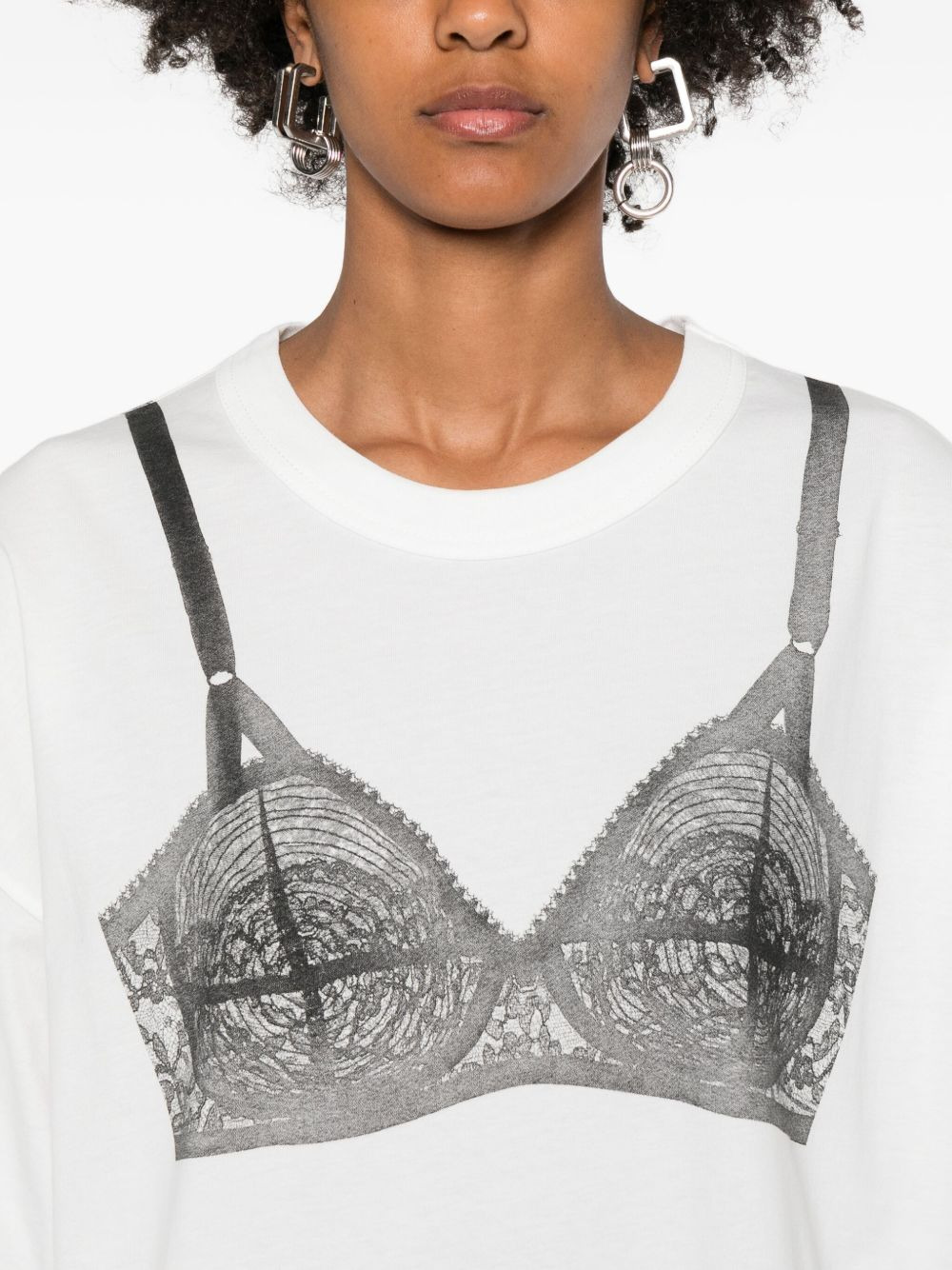 lingerie-print cotton T-shirt - 5
