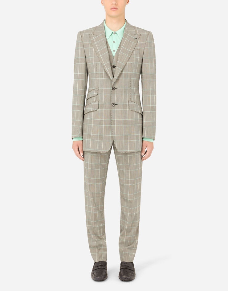 Three-piece glen plaid Beat-fit suit - 1