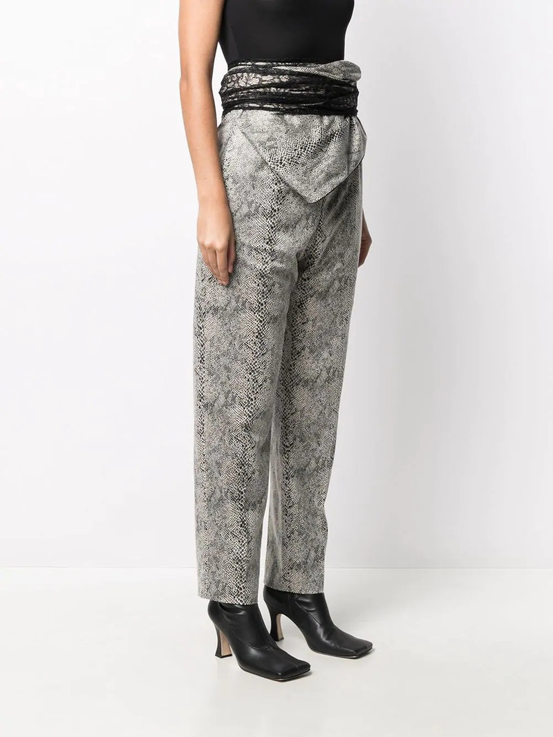 high-waisted python-effect trousers 3