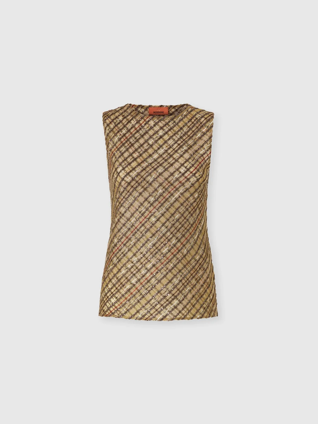 Criss-cross tartan crew neck top - 1