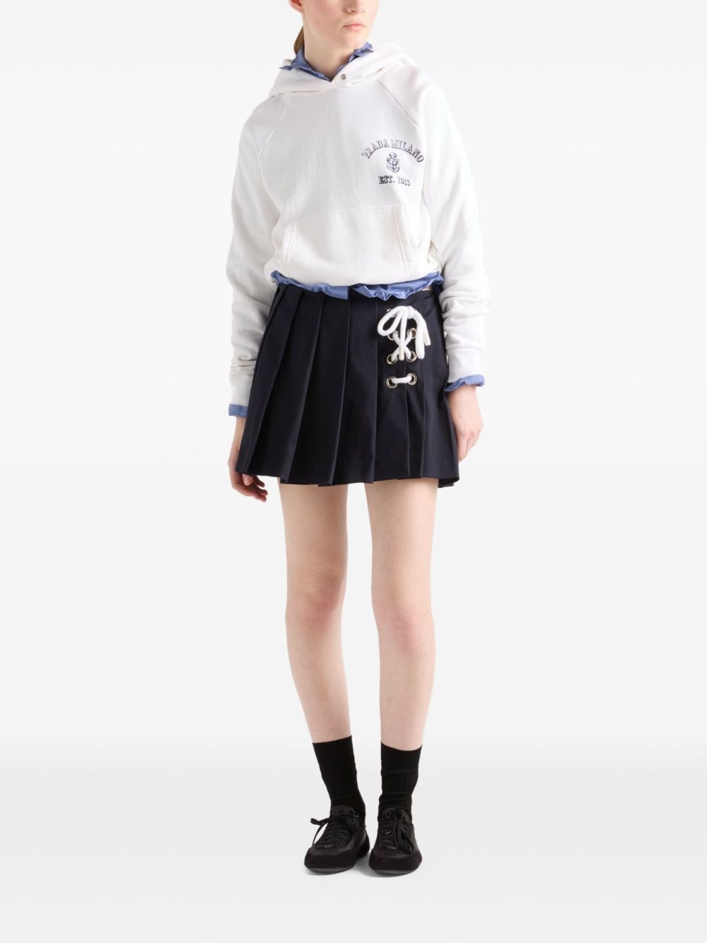 pleated drill mini skirt - 2