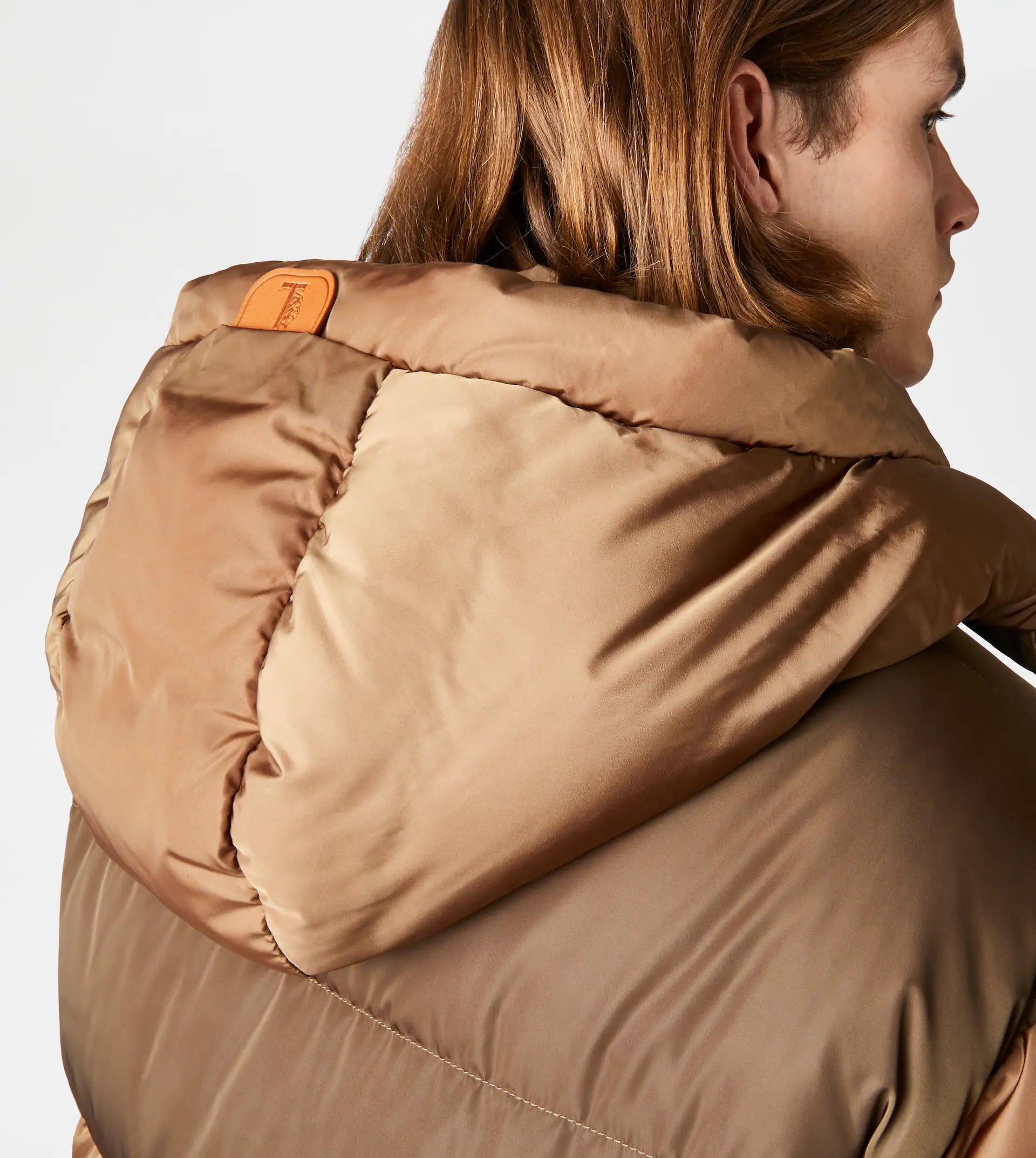 HOODED LONG DOWN JACKET - BROWN - 5