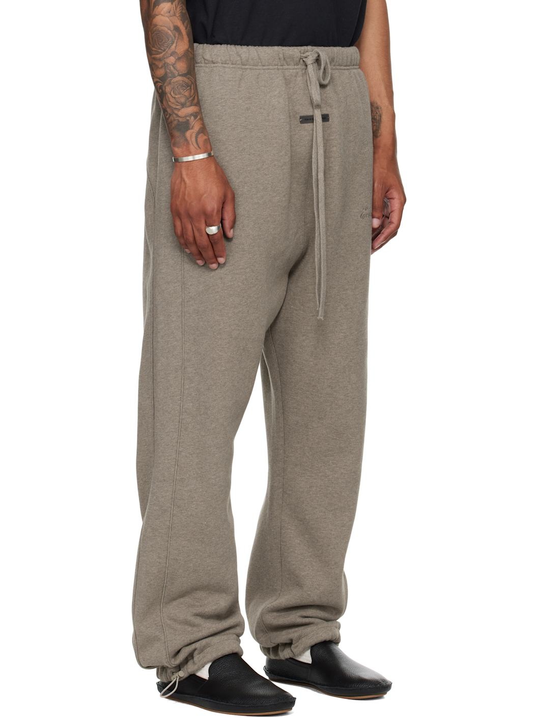 Brown Relaxed Fleece Piping Sweatpants - 2
