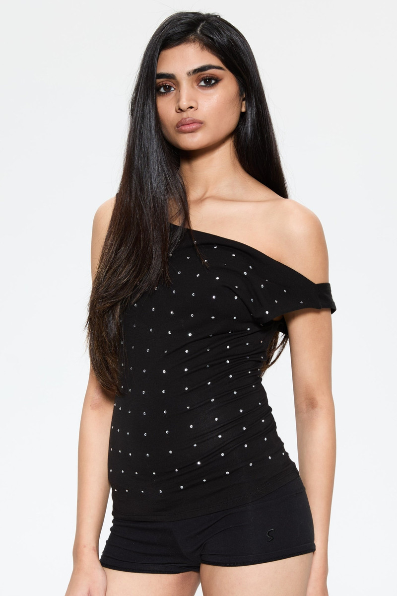 LANI TOP - BLACK RHINESTONE 1