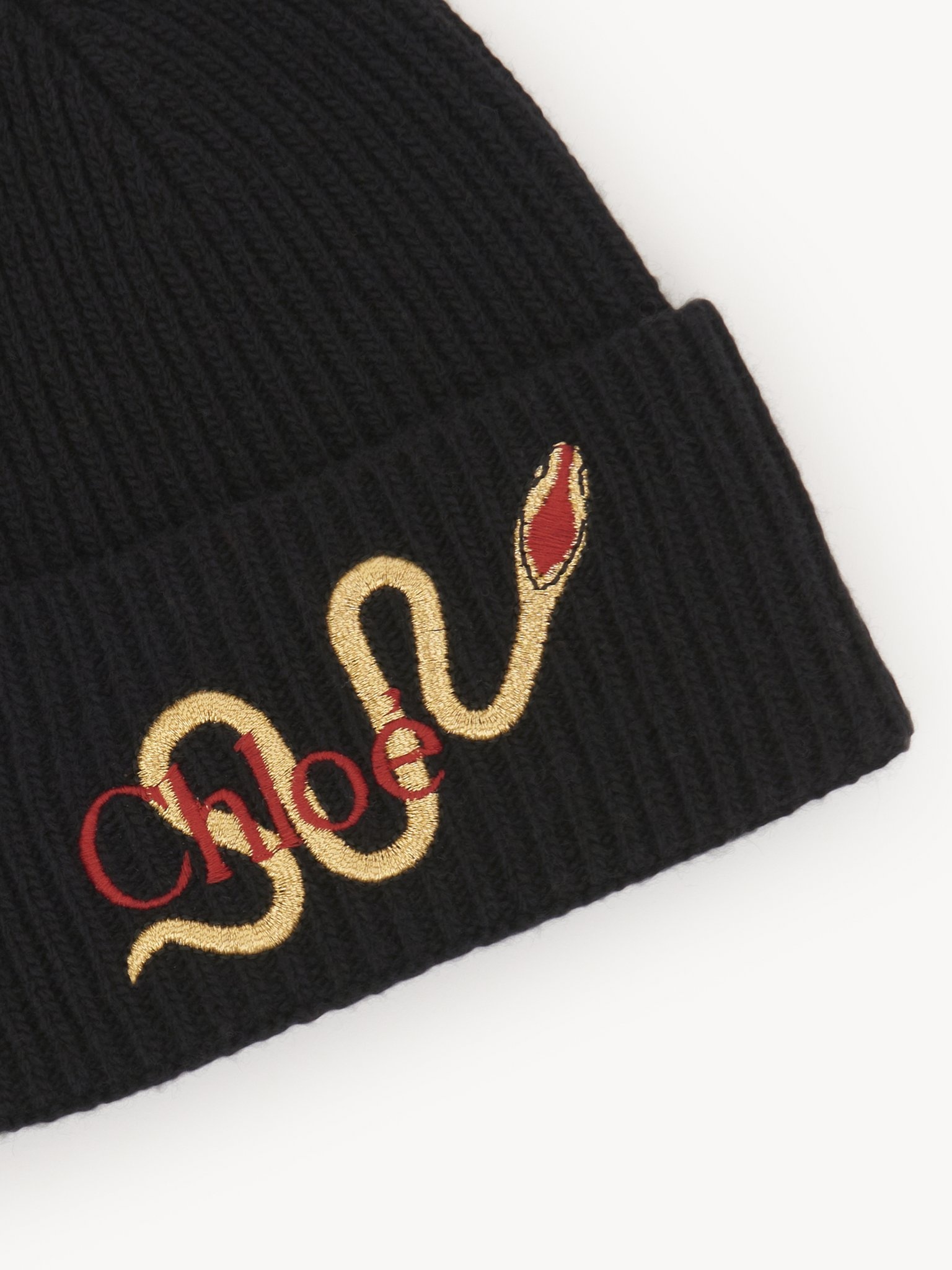 THE CHLOÉ SNAKE BEANIE IN WOOL & CASHMERE KNIT - 3