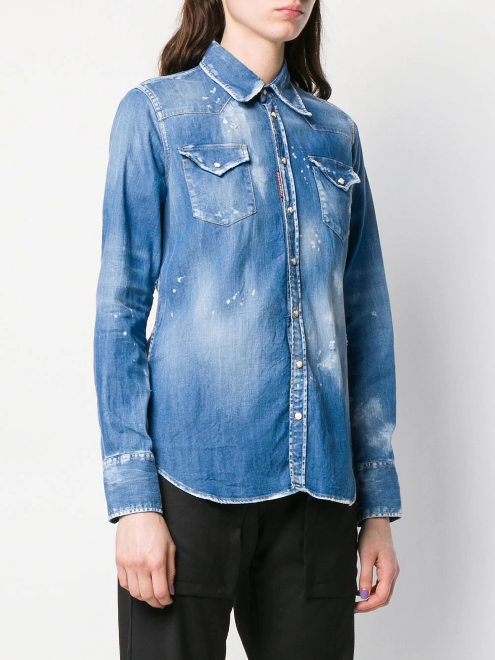 distressed denim shirt - 3