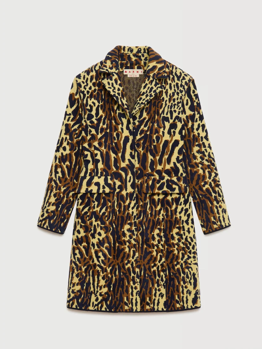YELLOW ANIMALIER WOOL CHENILLE COAT - 1