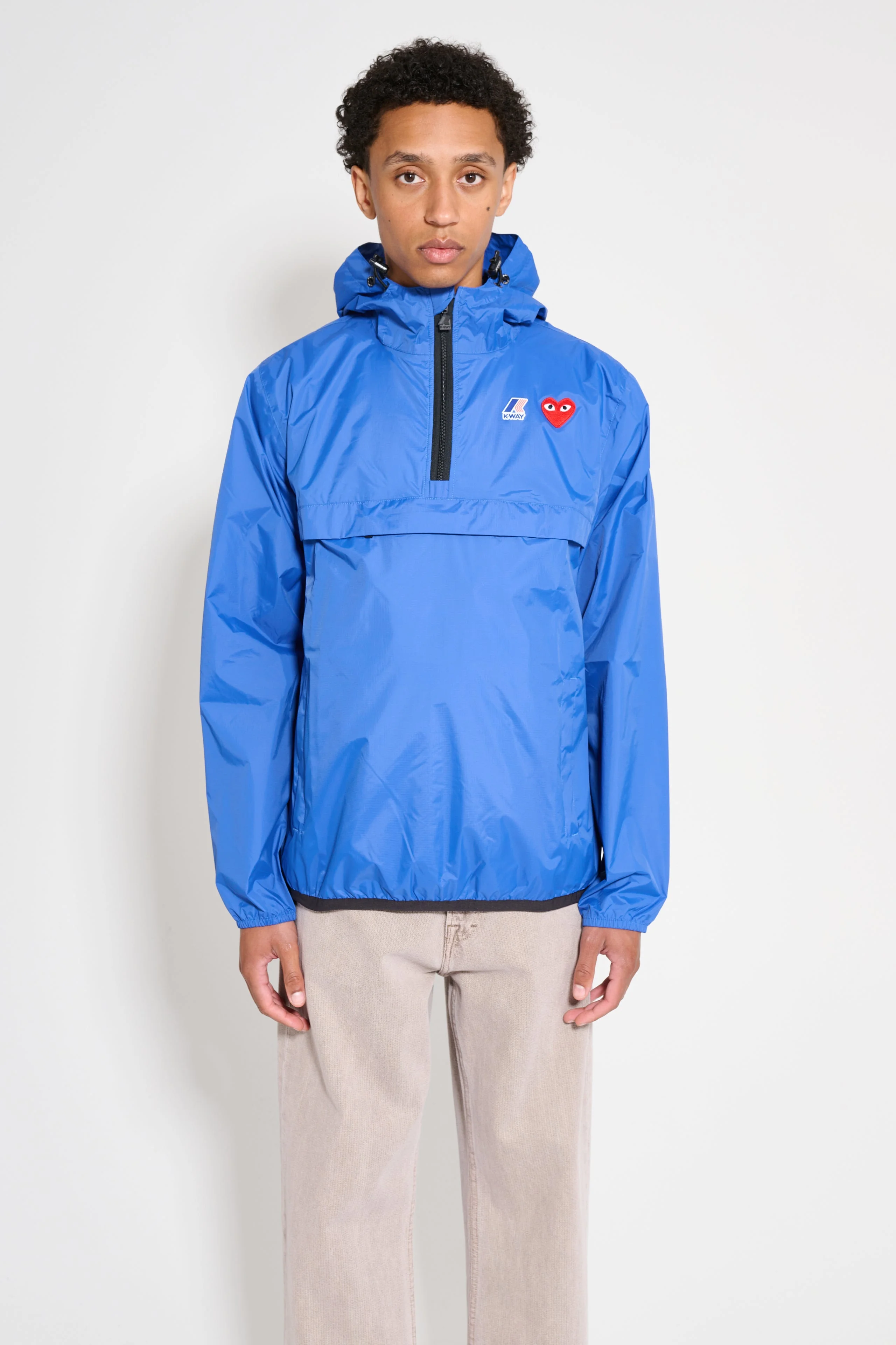 COMME DES GARÇONS PLAY X K-WAY LEON HALF ZIP JACKET BLUE - 1