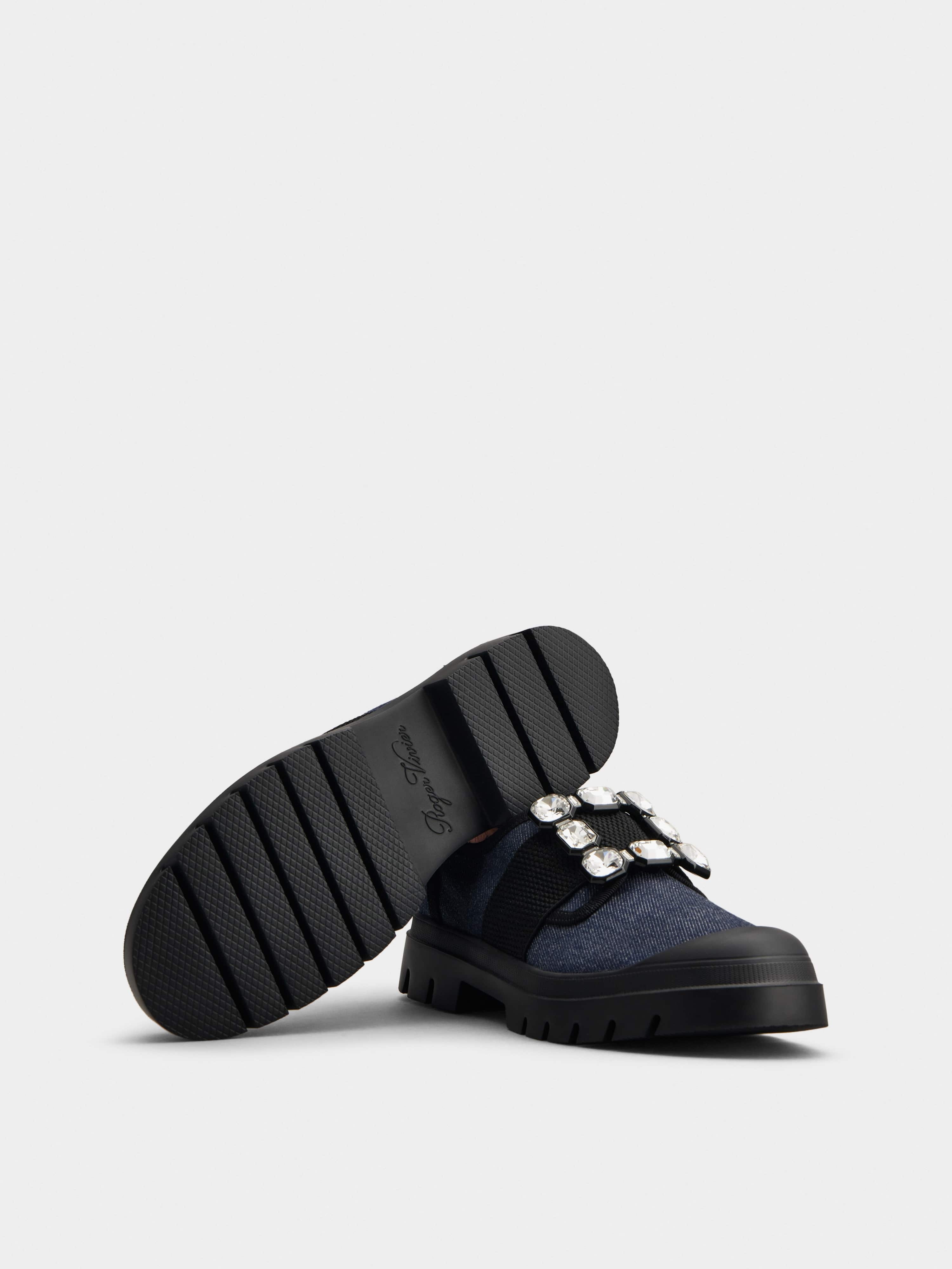 Walky Viv' Strass Buckle Sneakers in Denim - 6