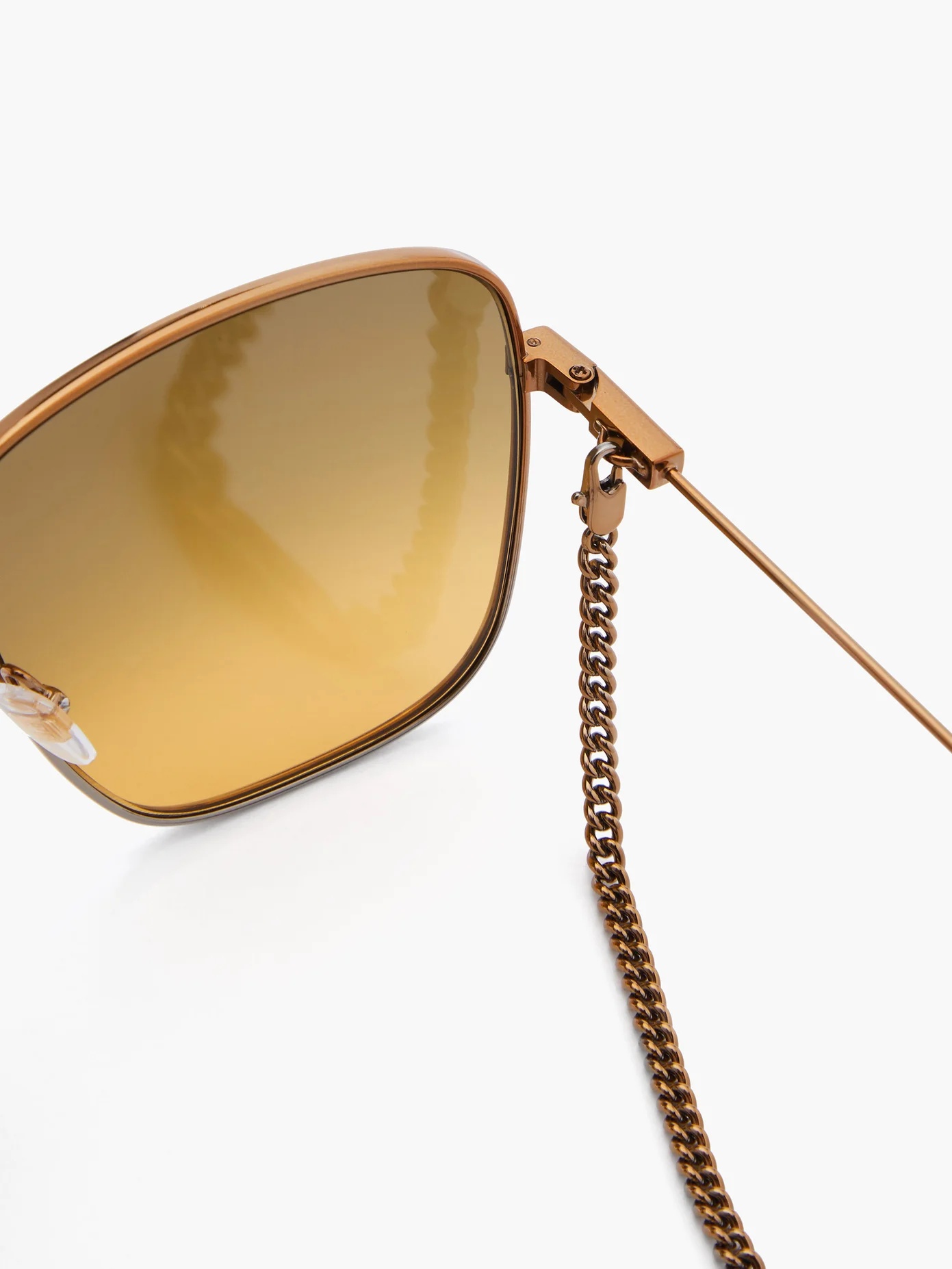 Oversized-square metal sunglasses and chain - 4