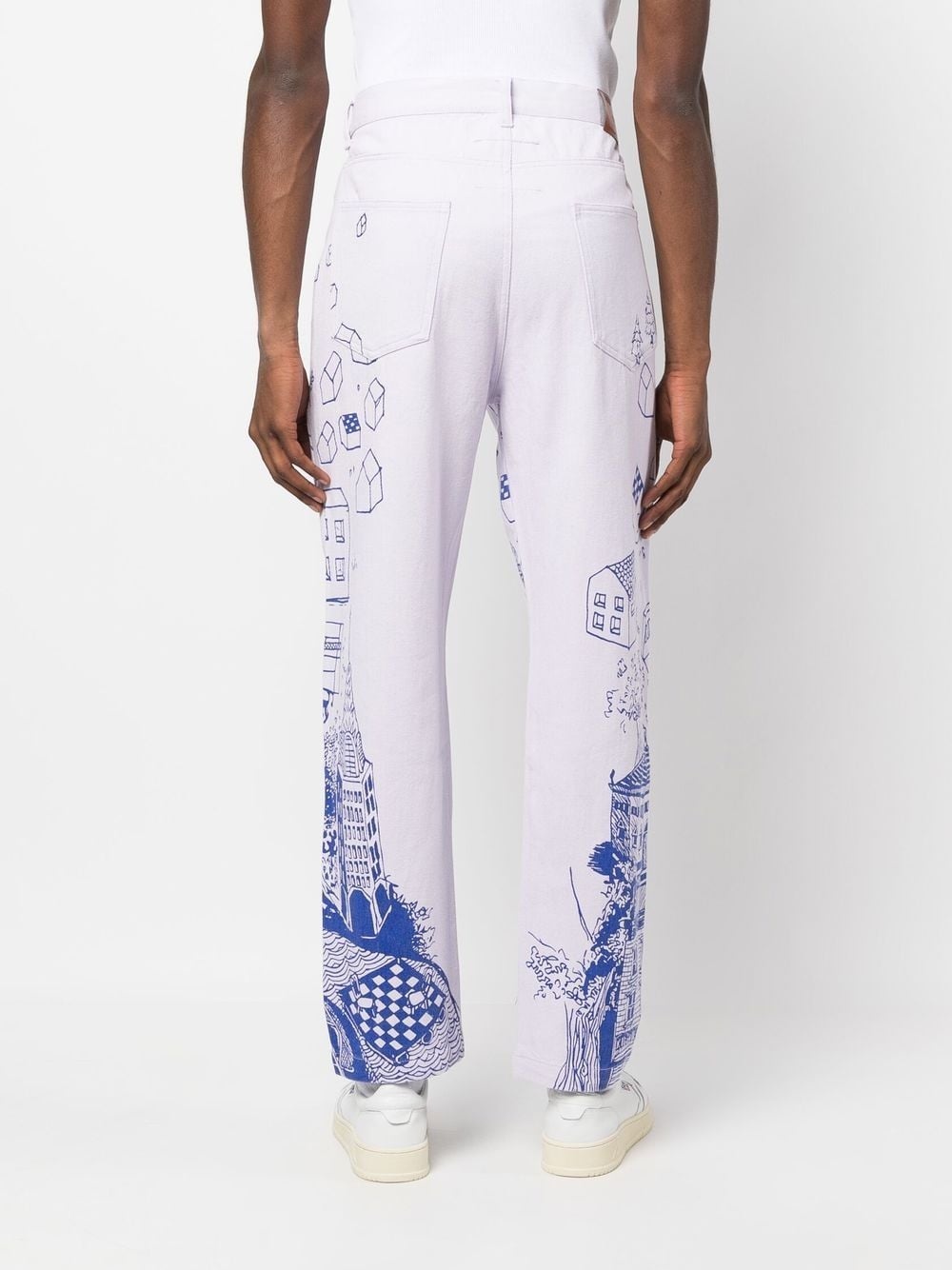 graphic print straight leg trousers - 4