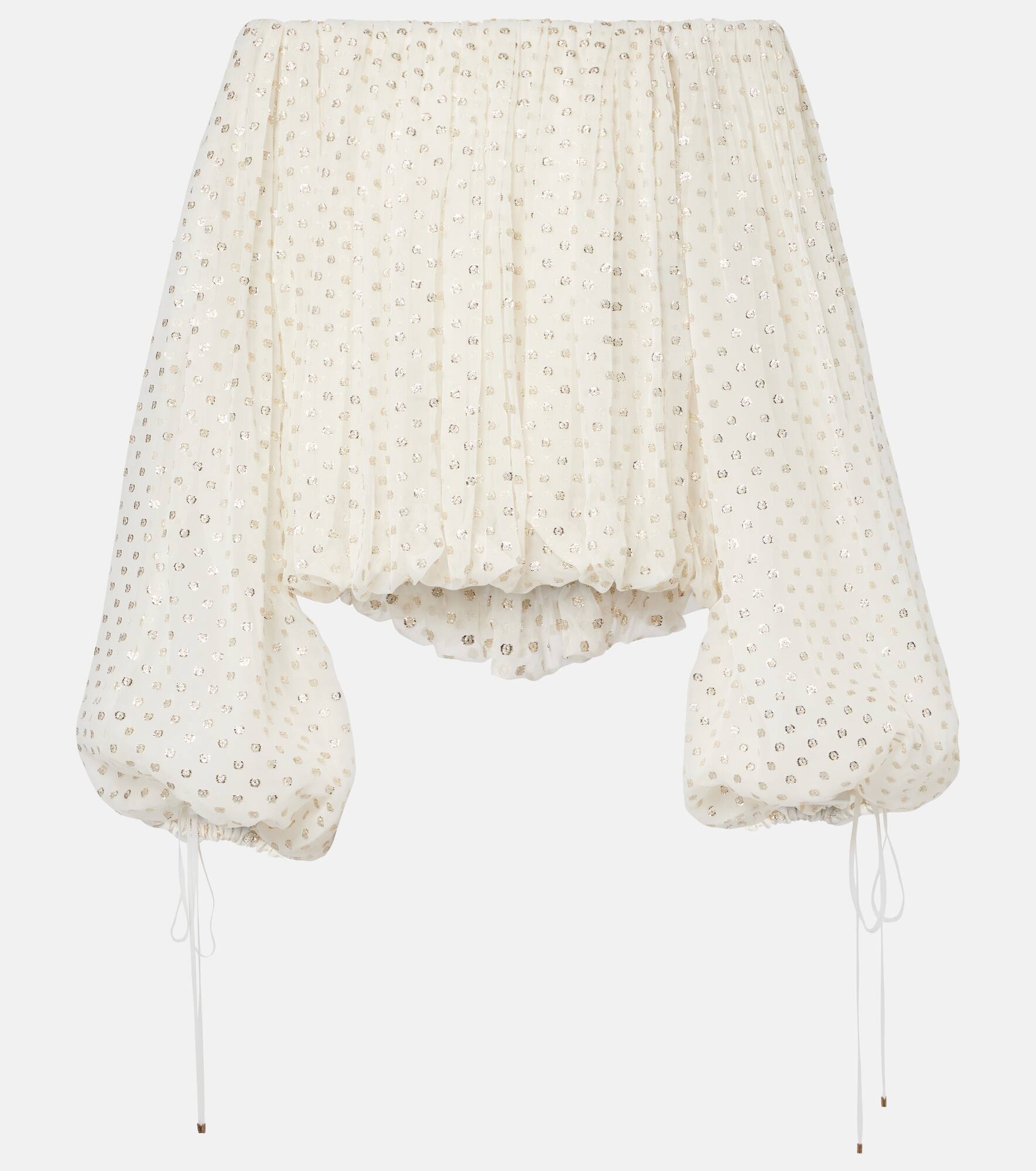 Polka-dot jacquard silk-blend mousseline top - 1