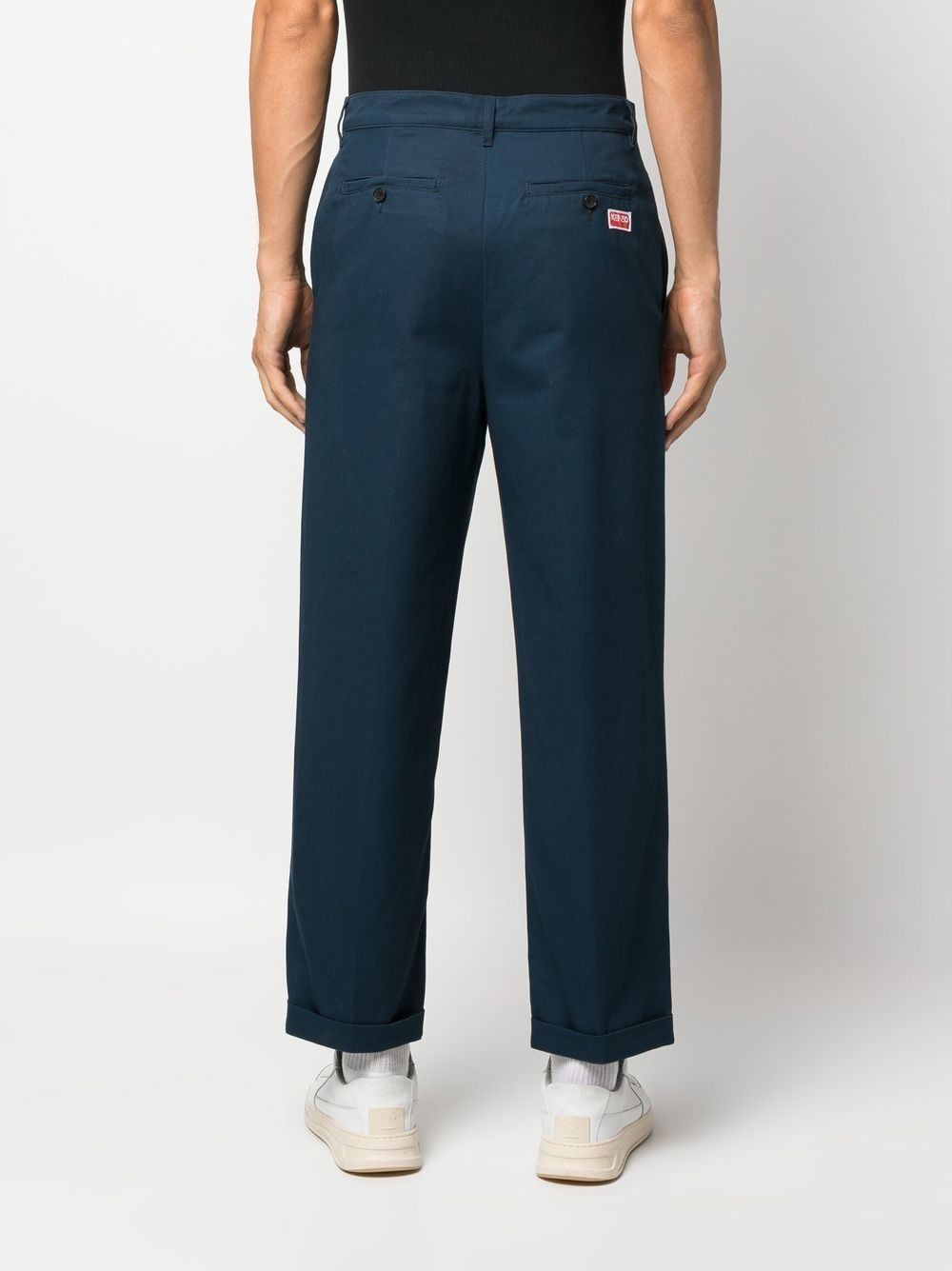 logo-patch straight-leg trousers - 4