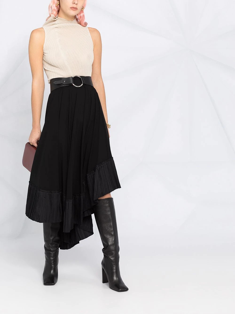 asymmetric draped skirt - 2