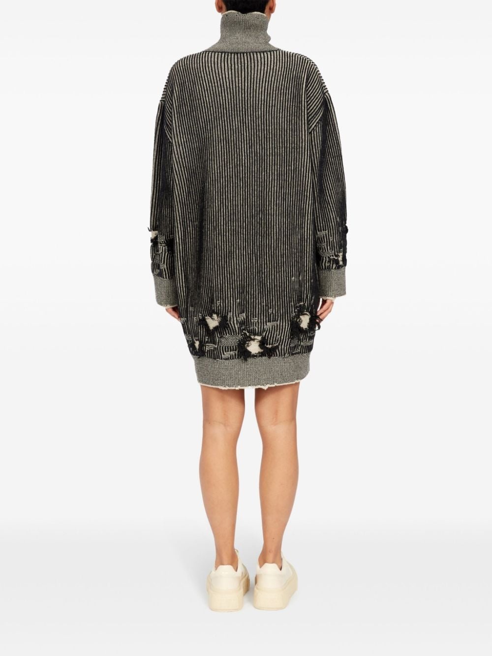 distressed rib-knit jumper dress - 4