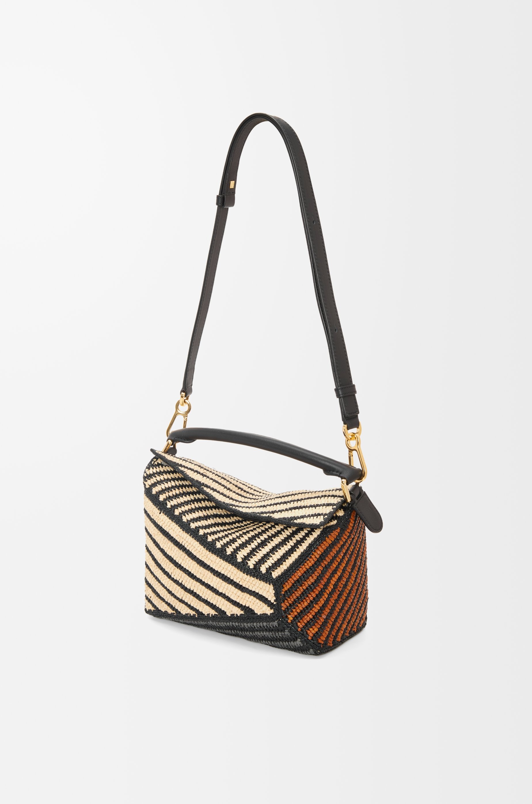 Small Puzzle Edge bag in raffia and calfskin - 7
